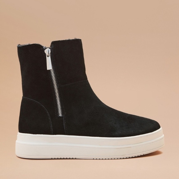 J/SLIDES Shoes - NWT J/SLIDES TRISTAN Black Suede Faux Fur Lined Bootie Sneaker